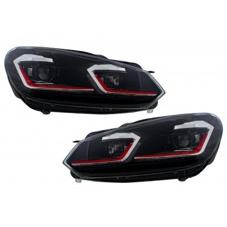 LED Headlights and Taillights suitable for VW Golf 6 VI (2008-2013) With Facelift G7.5 GTI Look Red Flowing Dynamic Sequential T