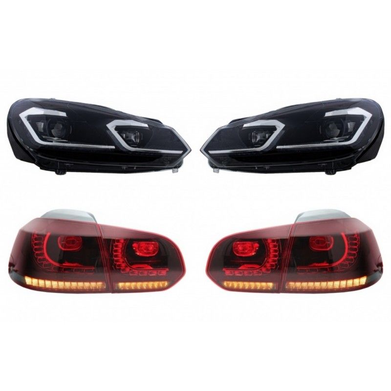 LED Headlights and Taillights suitable for VW Golf 6 VI (2008-2013) With Facelift G7.5 Look Silver Flowing Dynamic Sequential Tu