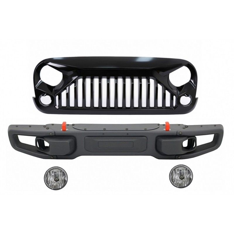 Metal Front Bumper with Central Front Grille suitable for JEEP Wrangler / Rubicon JK (2007-2017) 10th Anniversary Hard Rock Styl