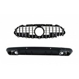 Central Grille with Diffuser and Exhaust Tips Black Suitable for Mercedes CLS-Class C257 (2018-up) GTR CLS53 Design only AMG Lin