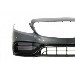 Front Bumper with Diffuser Double Outlet and Exhaust Tips suitable for Mercedes C-Class A205 Cabriolet C205 Coupe (2014-2019) C6