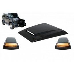 Hood Scoop Bonnet Scoop with Turning Lights LED Sequential Dynamic suitable for Mercedes G-Class W463 (1989-2017) C197 Obsidian 