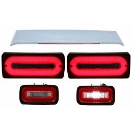 Full LED Taillights Light Bar RED Dynamic Sequential Turning Lights with Fog Lamp and Roof Spoiler suitable for MERCEDES Benz G-