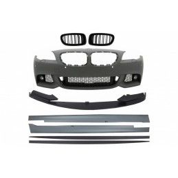 Front Bumper with Central Grilles Kidney suitable for BMW 5 Series F10 F11 Non LCI (07.2010-2013) Spoiler Lip and Side Skirts Se