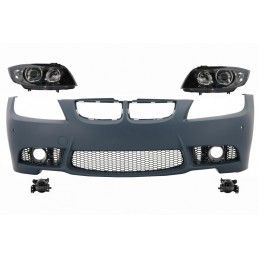 Front Bumper with Fog Light Projectors and Headlights Black suitable for BMW 3 series E90 E91 Pre-LCI (2005-2008) Sedan Touring 