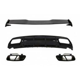 Valance Rear Diffuser Suitable for MERCEDES W176 A-Class (2012-2018) with Exhaust Muffler Tips and Roof Boot Lid Spoiler A45 Des
