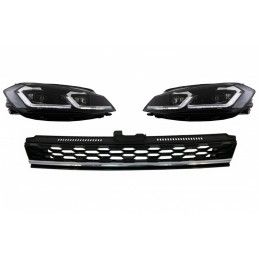 Central Badgeless Grille with LED Headlights Sequential Dynamic Turning Lights suitable for VW Golf 7.5 Facelift (2017-up) GTI D