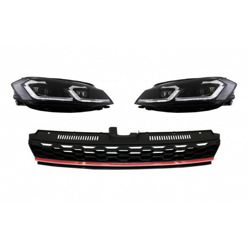 Central Badgeless Grille with LED Headlights Sequential Dynamic Turning Lights suitable for VW Golf 7.5 VII Facelift (2017-up) G