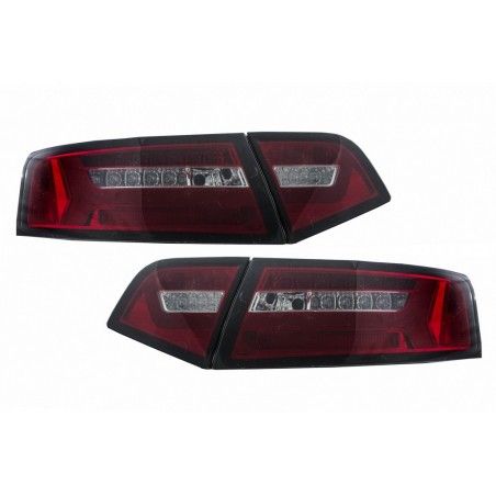 Taillights LED suitable for Audi A6 4F2 C6 Limousine (2008-2011) Red Smoke Facelift Design with Sequential Dynamic Turning Light