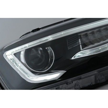 Headlights LED DRL Dual Beam Lens suitable for VW Jetta Mk6 VI (2011-2017) RHD Bi-Xenon Design with Dynamic Turn Signals Black H