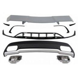 Rear Diffuser & Exhaust Tips Tailpipe Package with Front Splitters Fins Aero and Trunk Spoiler suitable for MERCEDES A-Class W17
