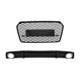 Front Grille with Rear Bumper Valance Diffuser and Exhaust Tips suitable for Audi A7 4G Facelift (2015-2017) RS7 Design only S-L