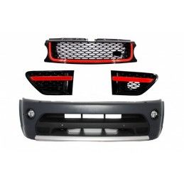Front Bumper and Front Grilles Assembly Black Red Edition suitable for Land Range Rover Sport L320 (2009-2013) Autobiography Des