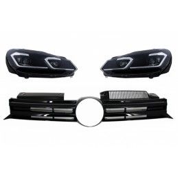 Front Grille Cerntral Grille suitable for VW Golf VI (2008-2013) with LED Headlights Flowing Dynamic Sequential Turning Lights R