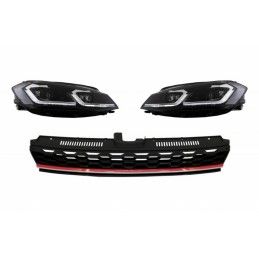 Central Badgeless Grille with RHD LED Headlights Sequential Dynamic Turning Lights suitable for VW Golf 7.5 VII Facelift (2017-u