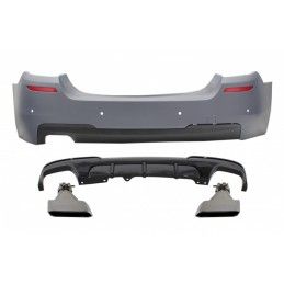 Rear Bumper with Double Outlet Diffuser and Exhaust Tips Aluminium suitable for BMW 5 Series F10 (2011-2017) M-Performance Desig