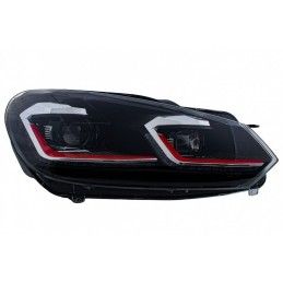 LED Headlights suitable for VW Golf 6 VI (2008-2013) With Facelift G7.5 GTI Look Red Flowing Dynamic Sequential Turning Lights L