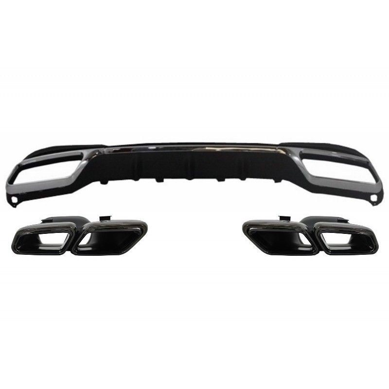 Rear Diffuser with Exhaust Muffler Tips Black suitable for MERCEDES E-Class W212 S212 Facelift (2013-2016) only Sport package Bu