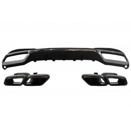 Rear Diffuser with Exhaust Muffler Tips Black suitable for MERCEDES E-Class W212 S212 Facelift (2013-2016) only Sport package Bu