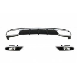 Rear Diffuser with Exhaust Muffler Tips Chrome suitable for Mercedes E-Class W212 Facelift (2013-2016) E65 Design only Standard 