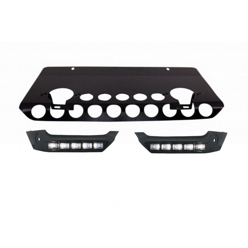 Front Bumper Skid Plate Off Road Package Under Run Protection Front Bumper Spoiler LED DRL Extension suitable for MERCEDES G-cla