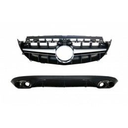 Rear Diffuser with Exhaust Tips and Central Grille suitable for Mercedes E-Class C238 A238 AMG Sport Line (2016+) E53 GT-R Desig