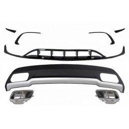 Rear Diffuser & Exhaust Tips Tailpipe Package with Front Splitters Fins Aero suitable for MERCEDES A-Class W176 (2015-2018) Spor
