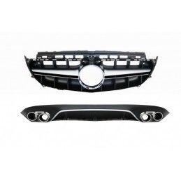Rear Diffuser with Exhaust Tips and Central Grille Chrome Black suitable for Mercedes E-Class C238 A238 AMG Sport Line (2016+) E