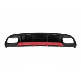 Rear Diffuser with Exhaust Muffler Tips Black and Splitters Fins suitable for Mercedes A-Class W176 (2012-2018) A45 Facelift Des