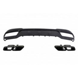 Rear Diffuser with Exhaust Tips Tailpipe Black suitable for MERCEDES E-Class W212 S212 AMG Sport Line Facelift (2013-2016) E63 D