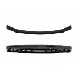 Rear Diffuser with Black Tips and Trunk Spoiler suitable for Mercedes C-Class W205 (2014-2020) C63S GTS Design Only for AMG Spor