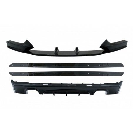 Rear Diffuser Double Outlet with Front Spoiler Lip and Side Skirts Add-on Lip Extensions suitable for BMW 2 Series F22 F23 (2013
