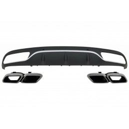 Rear Bumper Valance Diffuser with Exhaust Muffler Tips suitable for Mercedes C-Class C205 A205 Coupe Cabriolet (2014-2019) C63 D