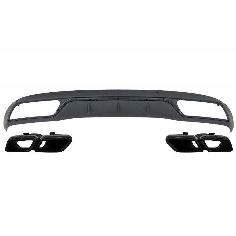 Rear Bumper Diffuser with Muffler Tips suitable for Mercedes C-Class W205 S205 (2014-2018) C63 Look Shadow Black only for Standa