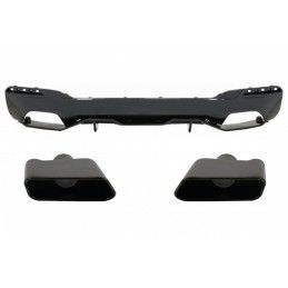Rear Bumper Diffuser suitable for BMW 5 Series G30 G31 Limousine Touring (2017-up) with Exhaust Muffler Tips M Performance Desig