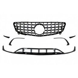 Front Bumper Splitters Fins Aero with Central Grille suitable for Mercedes A-Class W176 Facelift Sport Line (09.2015-2018) Piano