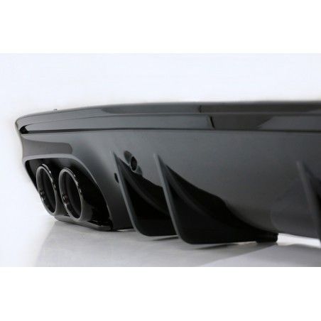Rear Bumper Diffuser with Exhaust Muffler Tips suitable for Mercedes C-Class W205 S205 Sport Line (2014-2020) C43 Design Night P