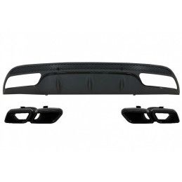 Rear Bumper Diffuser suitable for Mercedes C-Class W205 S205 (2014-2020) with Exhaust Muffler Tips C63 Design Only for Sport Pac