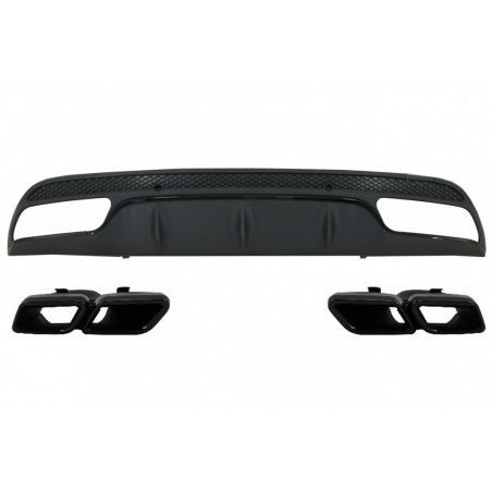 Rear Bumper Diffuser suitable for Mercedes C-Class W205 S205 (2014-2020) with Exhaust Muffler Tips C63 Design Only for Sport Pac