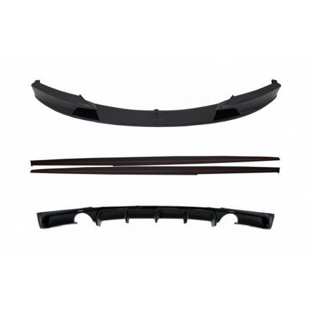 Rear Diffuser Double Outlet for Single Exhaust with Front Spoiler and Side Skirts Add-on Lip Extensions suitable for BMW 3 Serie
