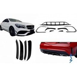 Front and Rear Bumper Splitters Fins Side Vent Flaps Aero Conversion Kit suitable for Mercedes CLA W117 Facelift (2016-2018) CLA