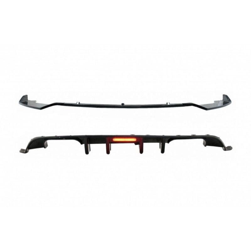 Rear Bumper Air Diffuser with LED Red Reflector suitable for VW Golf 7.5 (2017-2019) and Front Bumper Lip Extension Spoiler Pian