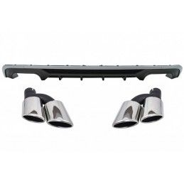 Rear Bumper Valance Diffuser with Exhaust Muffler Tips Tail Pipes suitable for Audi A3 8V Facelift Hatchback Sportback (2016-201