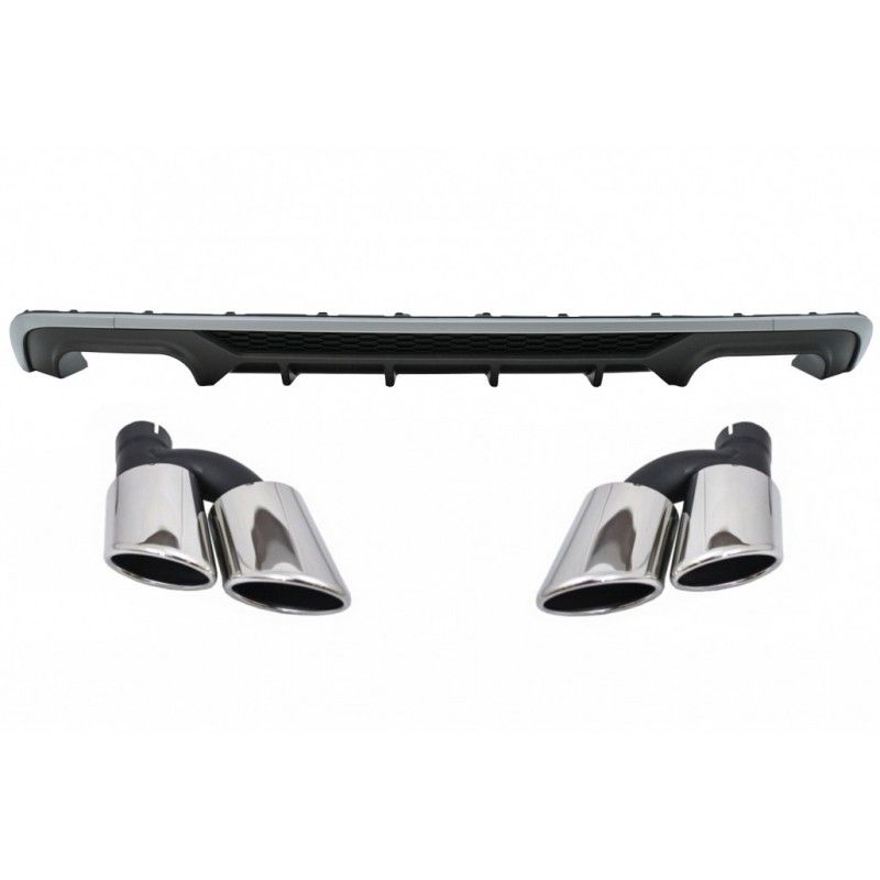 Rear Bumper Valance Diffuser with Exhaust Muffler Tips Tail Pipes suitable for Audi A3 8V Facelift Hatchback Sportback (2016-201