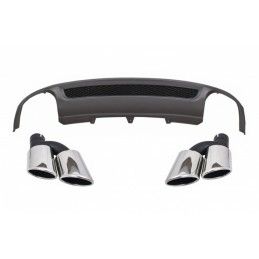 Rear Bumper Valance Air Diffuser suitable for Audi A4 B8 Pre Facelift Limousine Avant (2008-2011) with Exhaust Muffler Tips Tail