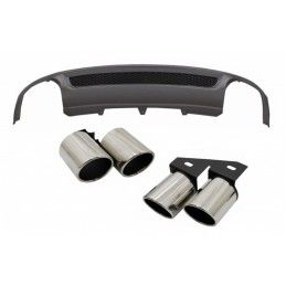 Rear Bumper Valance Air Diffuser suitable for AUDI A4 B8 Pre Facelift Limousine/Avant (2008-2011) with Exhaust Muffler Tips Tail