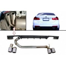 Rear Bumper Spoiler Valance Diffuser with Twin Double Exhaust Systems Muffler Tips M3 M Performance Design suitable for BMW 3 Se