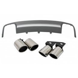 Rear Bumper Valance Air Diffuser suitable for Audi A4 B8 Facelift (2012-2015) with Exhaust Muffler Tips Tail Pipes Limousine Ava