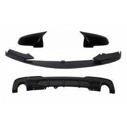 Front Bumper Spoiler Lip with Mirror Covers and Double Outlet Single Exhaust Diffuser suitable for BMW 5 Series F10 F11 Sedan To