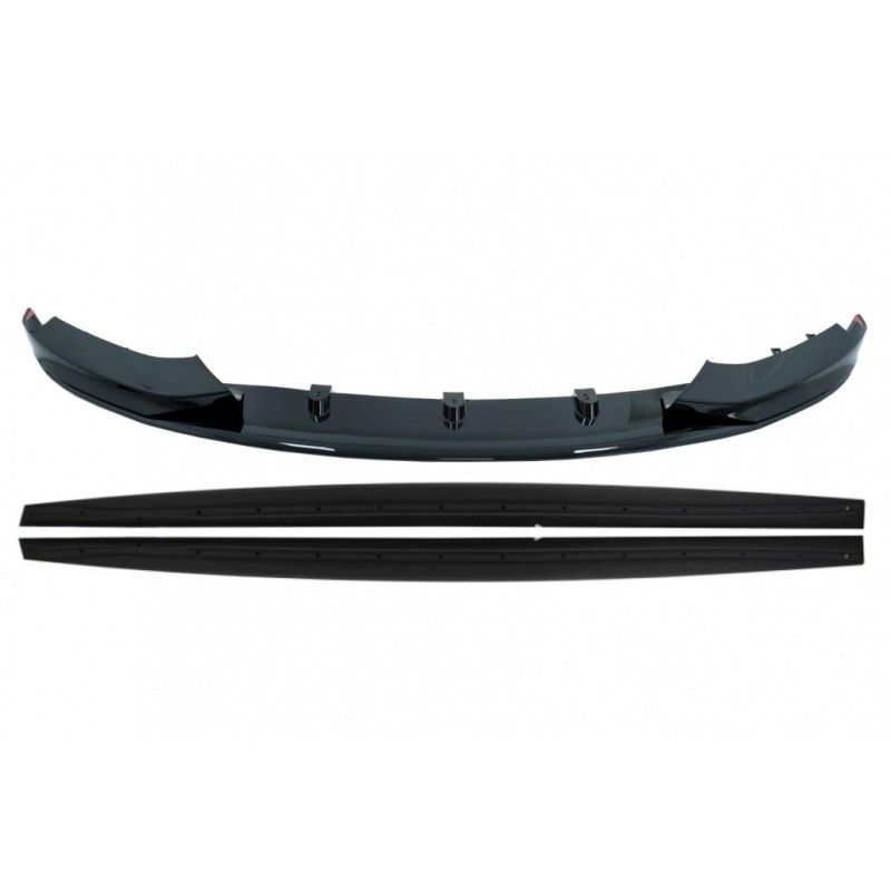 Front Bumper Spoiler Lip suitable for BMW 4 Series F32 F33 F36 Coupe Cabrio Grand Coupe (2013-03.2019) with Side Skirts Add-on L